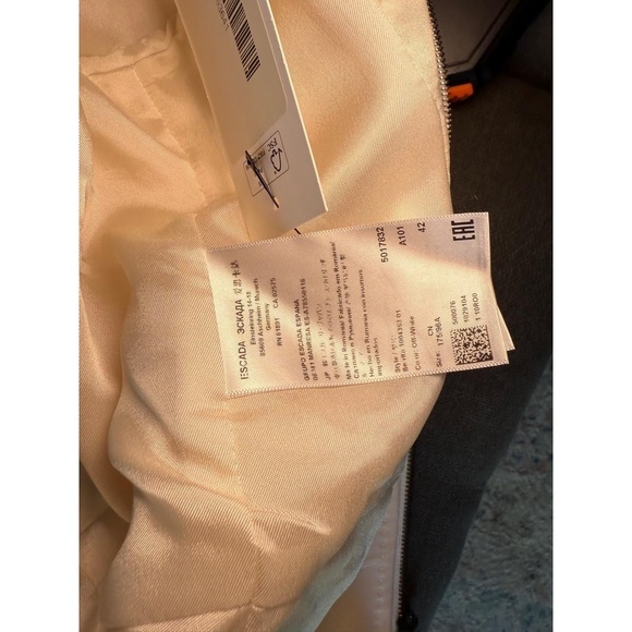 ESCADA Womens Blazer Size 42 Cream Peplum Collarless Full-Zip Front - Picture 8 of 9